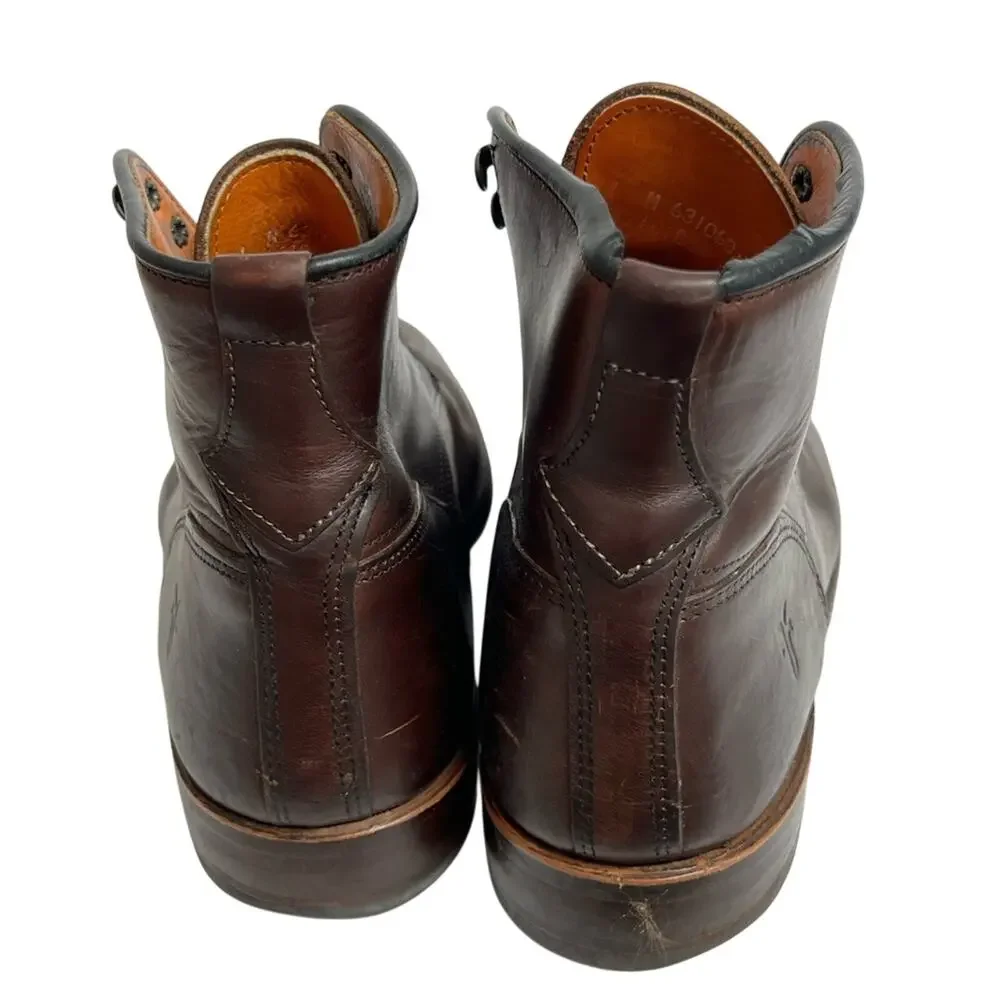 FRYE Walter Made In USA Lace Up Brown All Leather Boots Men's US 11 M